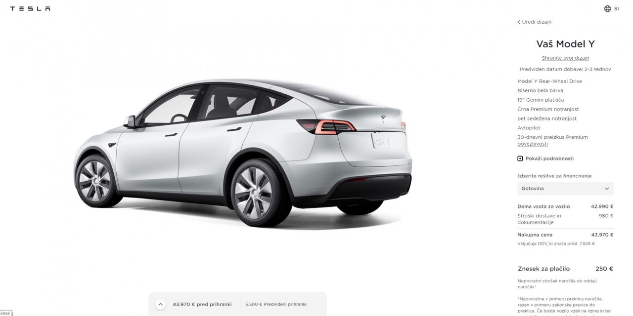 Tesla Model Y čez noč za 4 tisočake cenejši