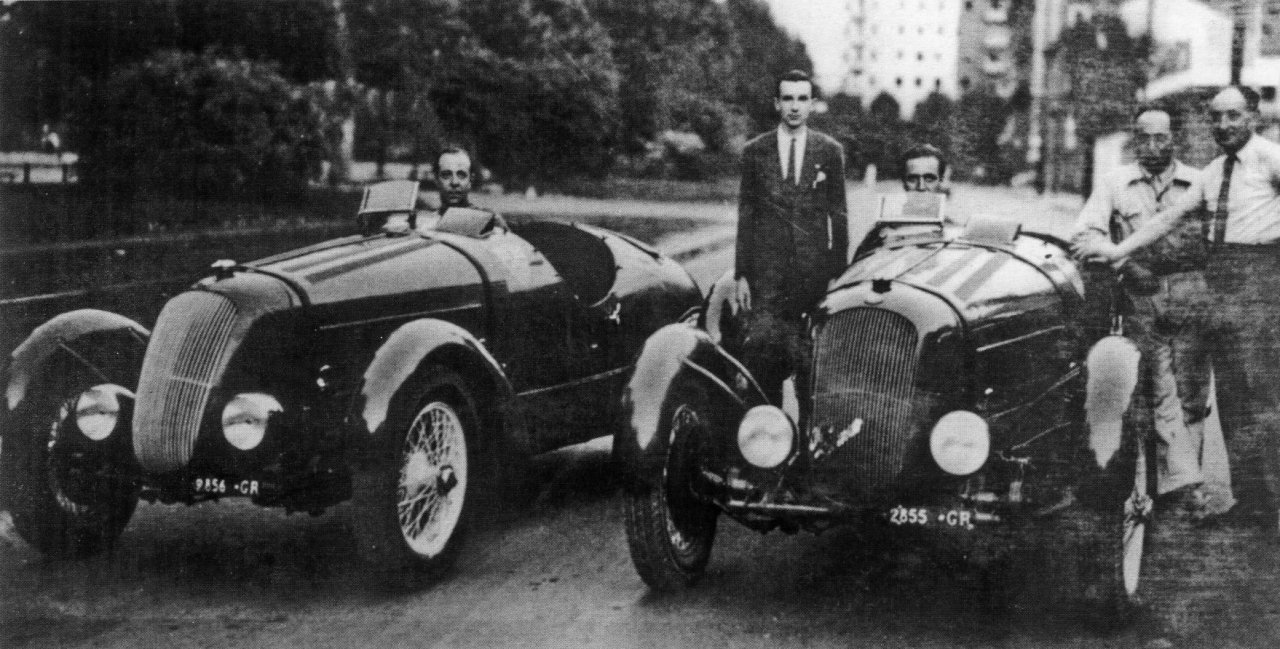 Elio in Ugo Zagato z dvema Zagato Alfa Romeo 6C 2300 (1937).