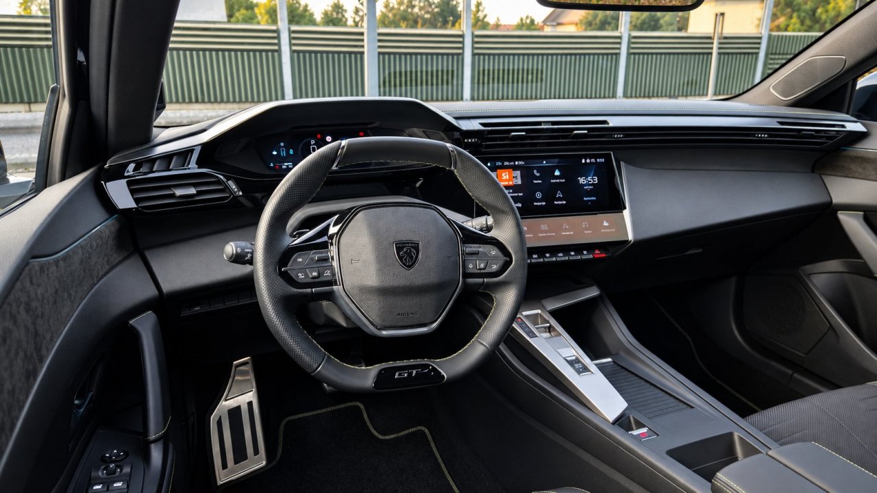 Kakovostni materiali in samosvoj i-Cockpit ustvarjajo sodoben ambient, vseeno pa položaj za majhnim volanom  zahteva nekaj privajanja, saj je težko ujeti položaj, ki omogoča neoviran pogled proti merilnikom.